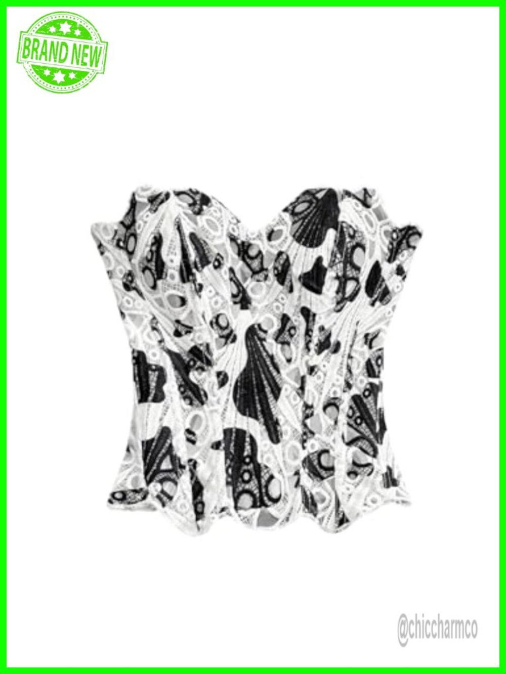 Women's Lace Up Corset Bustier Asymmetrical Crop Top Strapless